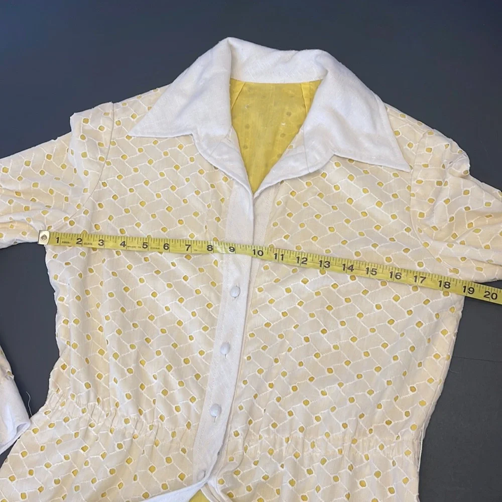 Vintage Maxi White and Yellow Eyelet Dress